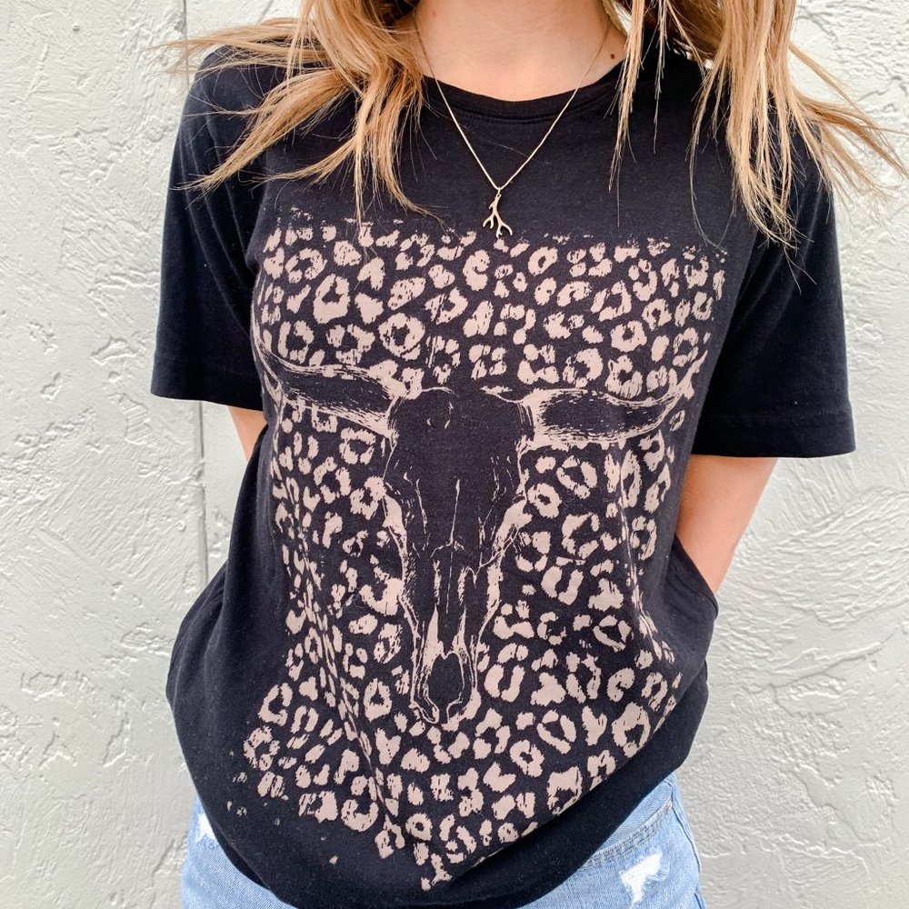 Bull Skull Black Graphic Tee